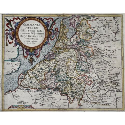 Old map image download for Germania Inferior. Gallia Belgica dicta, continens Hispaniarum Regis Provincias Sep. Tentrionales.