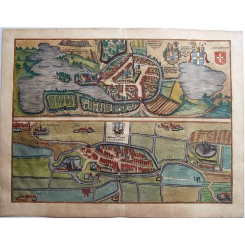 Old map image download for EUTIN & TØNDER, Oitinense oppidulum et arx Episcopi Lubecensis sedes / Delineatio Civitatis Tonderensis.