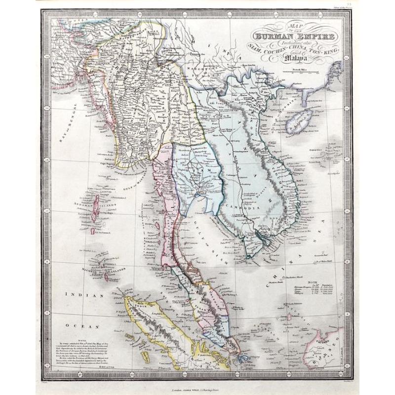 Map of the Burman Empire including also Siam, Cochin-China, Ton-King, and Malaya.