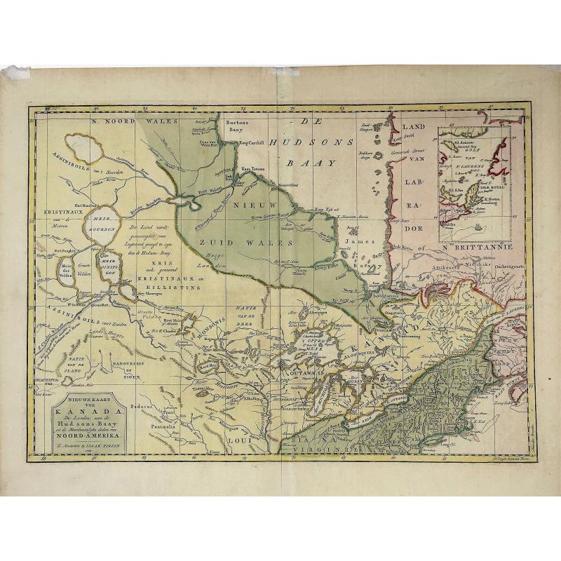 Nieuwe Kaart van Kanada, De Landen aan de Hudson's-Baay en de Noordwestelyke deelen van Noord-Amerika. . . 