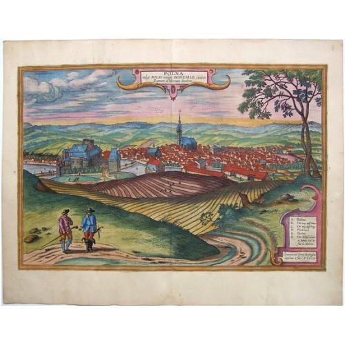 Old map image download for Polna vulgo Polm insign: Bohemiae civitas Regnum a Moravia dividens.