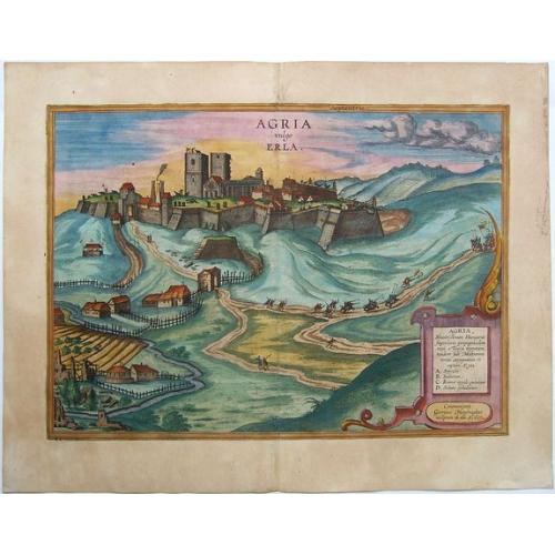 Old map image download for Eger, Hungary,- Agria vulgo Erla.