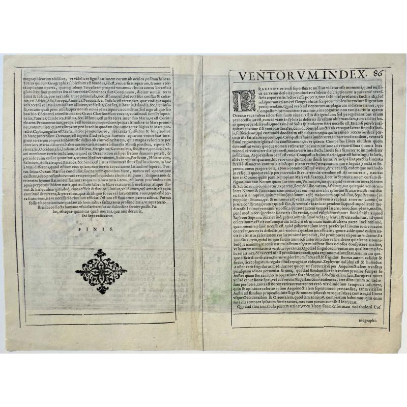 Ventorum Index Figur des See-Compass... [on sheet with] Vocabulorum Geographicorum Topica Significatio...