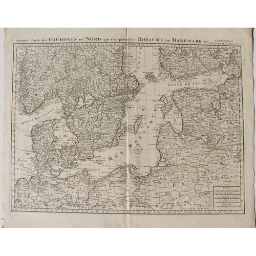 Old map image download for Seconde Carte des Carte des Courones Du Nord qui Comprend le Royaume De Denemark &c. A. Amsterdam chez J. Covens et C. Mortier