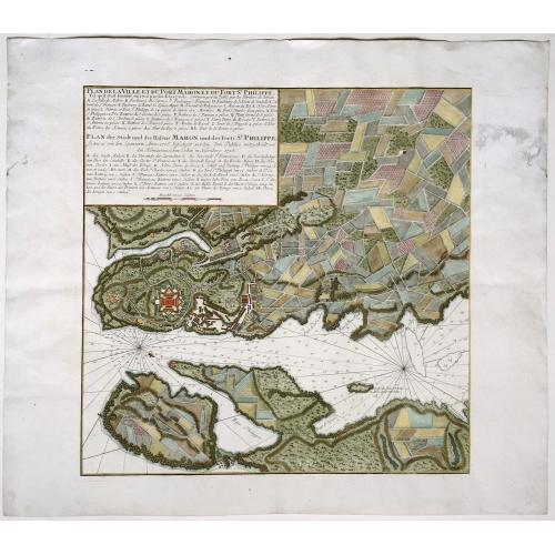 Plan de la Ville et du Port Mahon et du Fort St. Philippe. Plan der Stadt un des Hafens Mahon und des Forts St. Philippe