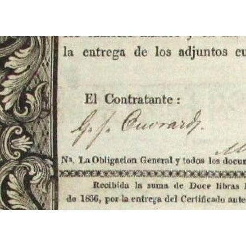 Old map image download for Spanish 19th century state loan with signature of Napoleons banker and financier