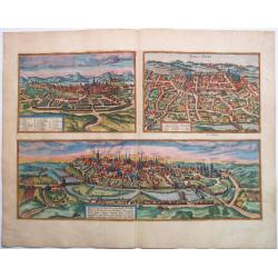 Montpellier,Tours,Poitiers. - Monsiessulanus [on sheet with] Turo [and] Pictavis, sive Pictavia, Vernaculo Idiomate...