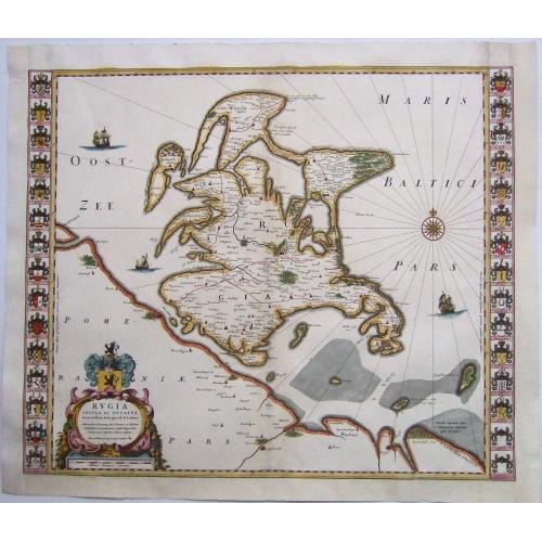Old map image download for Rügen. - Rugia Insula ac Ducatus Accuratissime Descripta ab E. Lubino.