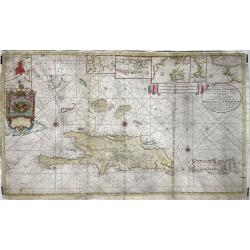Nieuwe en Naaukeurige Paskaart van Het Eyland Hispaniola of St. Domingo met alle desselfs Havenen, Dieptens en Ankergronden, als meede de door passeeringe tusche de Caiques en andere Eylanden. ..