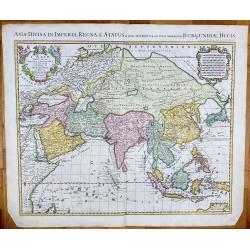 [ Lot of 2 maps of the Asian continent]Asia Divisa in Imperia, Regna & Status in que distribuitur, ad usum serenissimi Burgundiae Ducis