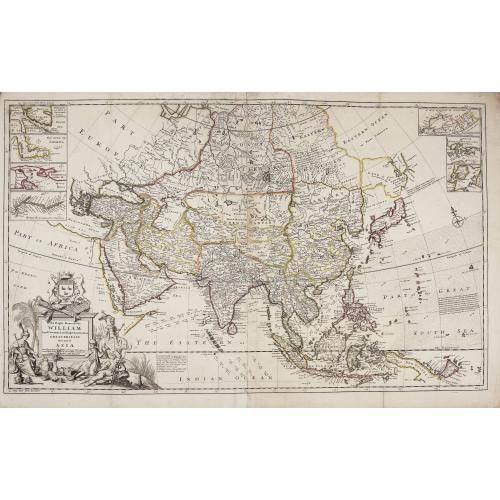Old map image download for To the Right Honourable William Lord Cowper, Lord High Chancellor of Great Britain. This Map of Asia According to ye Newest and Most Exact Observations is Most Humbly Dedicated.