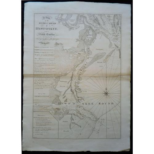 Old map image download for A Plan of the River and Sound of D'Awfooskee, in South Carolina