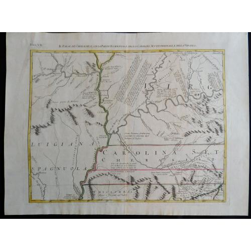Il Paese de Cherachesi, con la Parte Occidentale della Carolina Settentrionale, e della Virginia Country of the Cherokees, western part of North Carolina, and Virginia