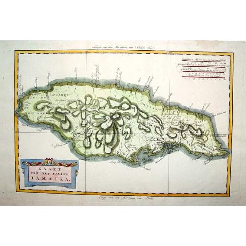 Old map image download for Kaart van het Eiland Jamaika.