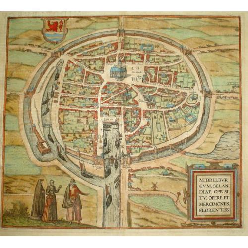 Old map image download for Middelburgum Selandiae Opp: