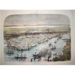 PANORAMIC VIEW OF NEW ORLEANS - THE FEDERAL FLEET AT ANCHOR IN THE RIVER, APRIL 25TH, 1862