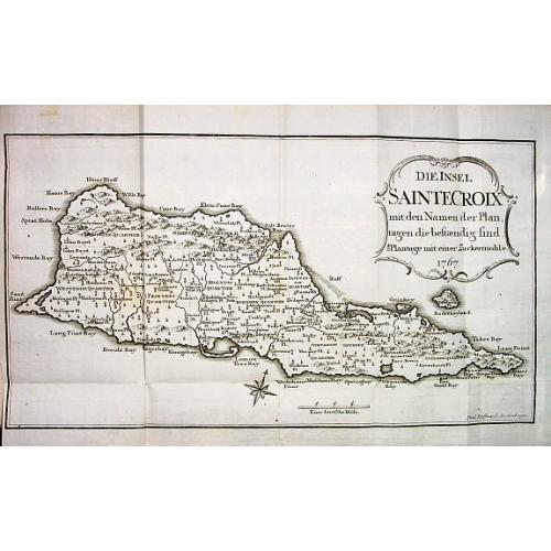 Old map image download for DIE INSEL SAINTE CROIX mit den Namen der Plantagen die bestaendig sind.