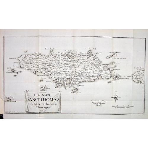 Old map image download for DIE INSEL SANCT THOMAS mit den mehresten Plantagen 1767 