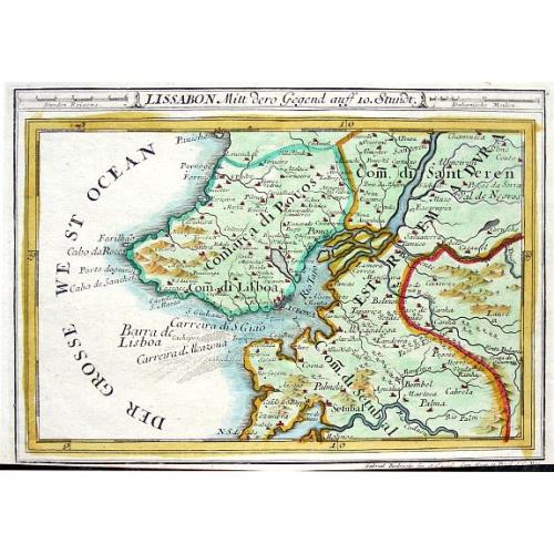 Old map image download for LISSABON MITT DERO GEGEND AUFF 10. STUNDT