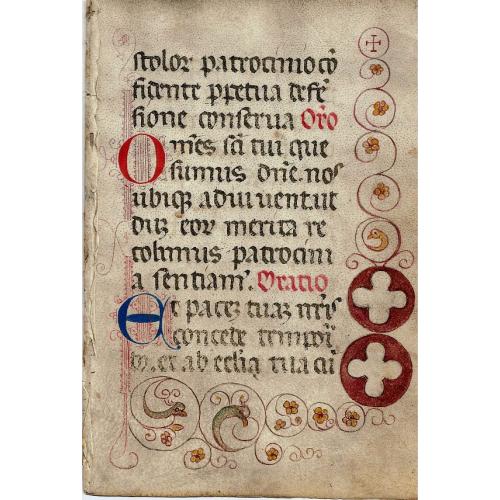 Manuscript leaf from a Book of Hours.