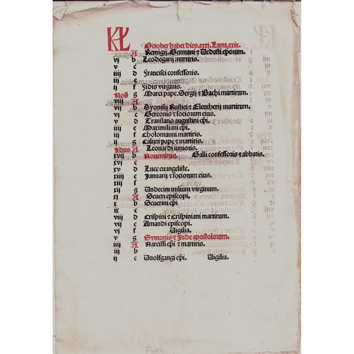 Calendar page September/ October