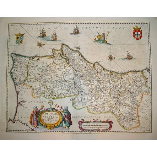 Old map image download for Portugallia et Algarbia uae olim Lusitania.