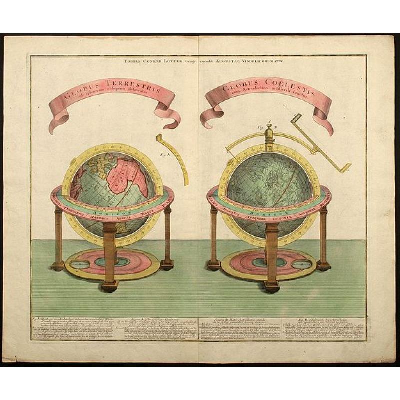 Globus Terrestris ad Sphaeram Obliquam Delineatus / Globus Coelestis cum Astrodictico Artificiali Iunctus.