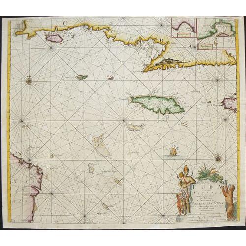Pas kaart van de Zuyd kust van Cuba en van Geheel Yamaica
