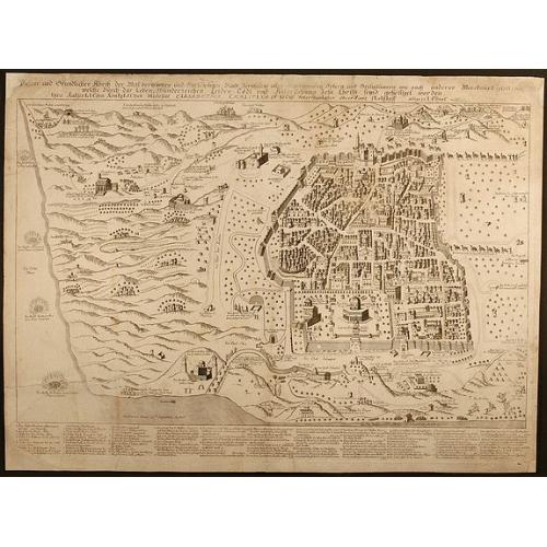 Old map image download for Wahrer und Grundlicher Abriss der Welt-beruhmten und Hochheiligen Stadt Jerusalem aller angrenzenden Oertern und Heiligt³mern wie auch anderer Merckwurdigkeiten welche durch das Leben, Wunderzeichen, Leiden, Todt, und Auferstehung Jesu Christi seynd gehei