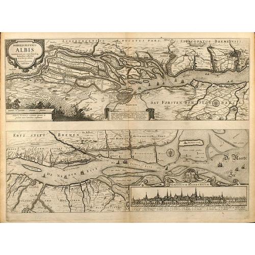 Old map image download for Nobilis Fluvius Albis ... A Ioanne Ianssonio Amstelodami / Emporium Hamburgum