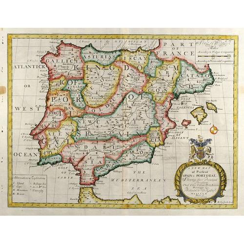 Old map image download for A New Map of Present Spain & Portugal
