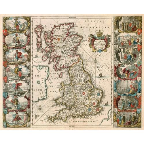 Old map image download for BRITTANNIA prout divisa fuit temporibus Anglo-Saxonum, ...