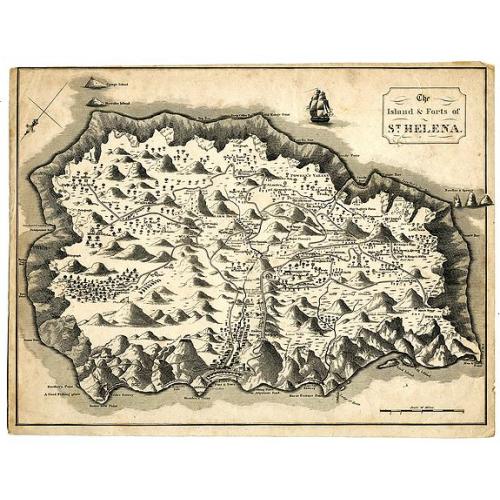 Old map image download for The Island & Forts of St. Helena.