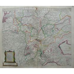 Carta noua accurata del Passagio et strada dalli Paesi Bassi per via Allemagna per Italia et per via di Paesi Suizeri a Geneua, Lione et Roma ...