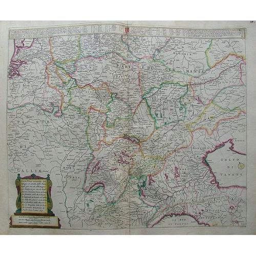 Old map image download for Carta noua accurata del Passagio et strada dalli Paesi Bassi per via Allemagna per Italia et per via di Paesi Suizeri a Geneua, Lione et Roma ...