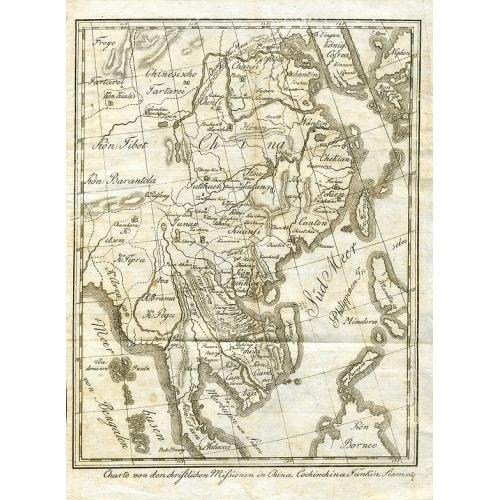 Old map image download for Charte von den christlichen Missionen in China, Cochinchina, Tunkin, Siam, etc.