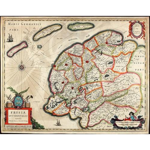 Old map image download for Frisia Occidentalis Auctoribus Adriano Metio et Gerardo Freitag.