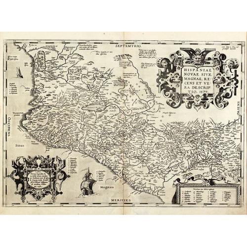 Old map image download for Hispaniae novae sivae magnae, recens et vera descriptio. 1579