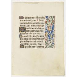 Manuscript leaf from a book of hours on vellum.