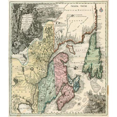Old map image download for Partie Orientale de la Nouvelle France ou du Canada avec l'Isle de Terre-Neuve et de Nouvelle Escosse, Acadie et Nouv. Angleterre avec Fleuve de St. Laurence