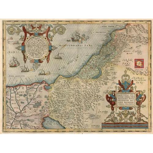 Old map image download for Palestinae sive totius terraepromissionis nova descriptio auctore tilemanno stella sigensis.