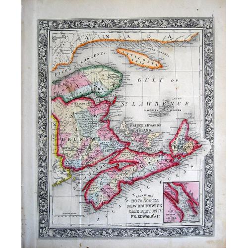 Old map image download for County Map of Nova Scotia, New Brunswick, Cape Breton Island... 
