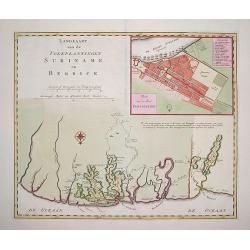 Landkaart van den Volkplantingen Surianme en Berbice.