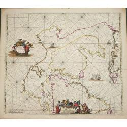 Septemtrionaliora Americae a Groenlandia, per Freta Davidis, et Hudson, ad Terram Novam - De Noordelyckste Zee kusten van America van Groenland door de Straet Davis ende Straet Hudson tot Terra Neuf