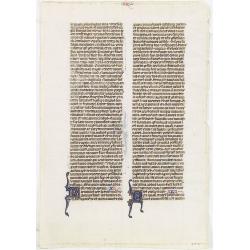 Manuscript leaf from a mid-thirteenth century Parisian Bible, on vellum. 