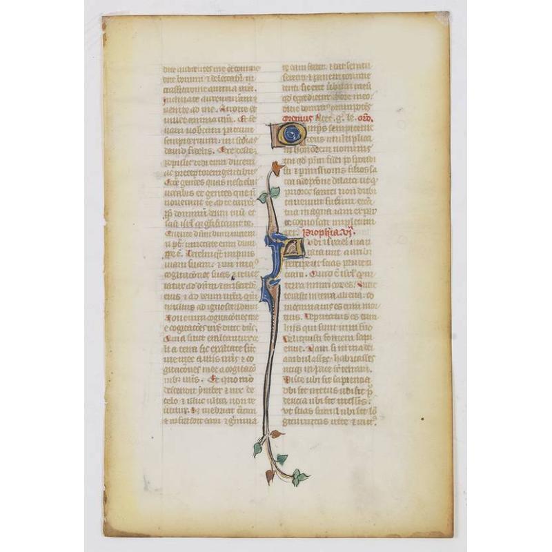Exceptional nice leaf from an early thirteenth, maybe Italian, bible. on vellum.