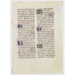 A leaf from a Breviary, of Carthusian use, on vellum.