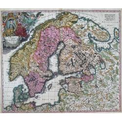 SCANDINAVIA complectens SUECIAE, DANIAE, & NORVEGIAE, REGNA. ex Tabula Joh. Baptista Homann. 