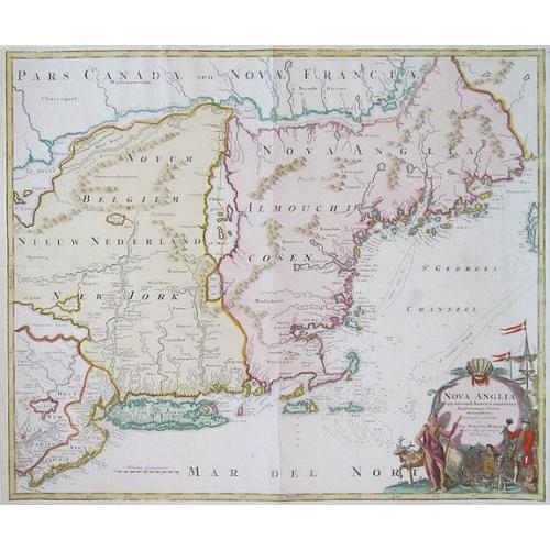 Old map image download for Nova Anglia Septentrionali Americae implantata Anglorumque coloniis ... . florentissima....... Ioh. Baptista Homann Sac. Caes Maj........