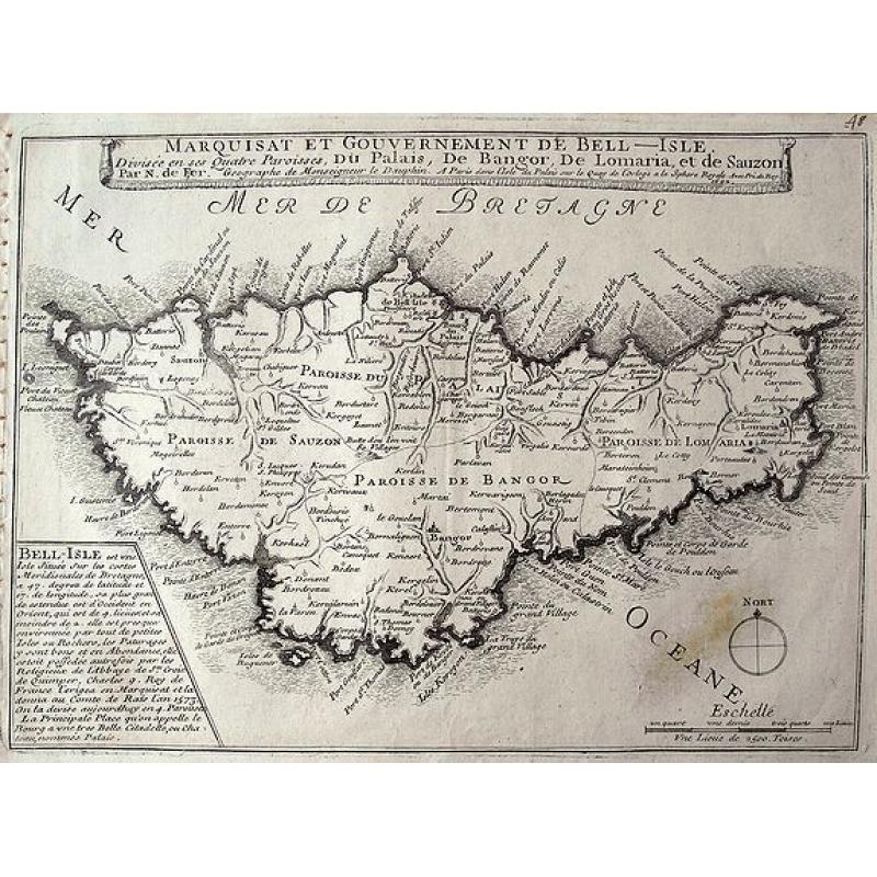 Marquisat et gouvernement de Bell-Isle divisée en ses quatre paroisses, Du Palais, De Bangor, De Lomaria, et de Sauzon.